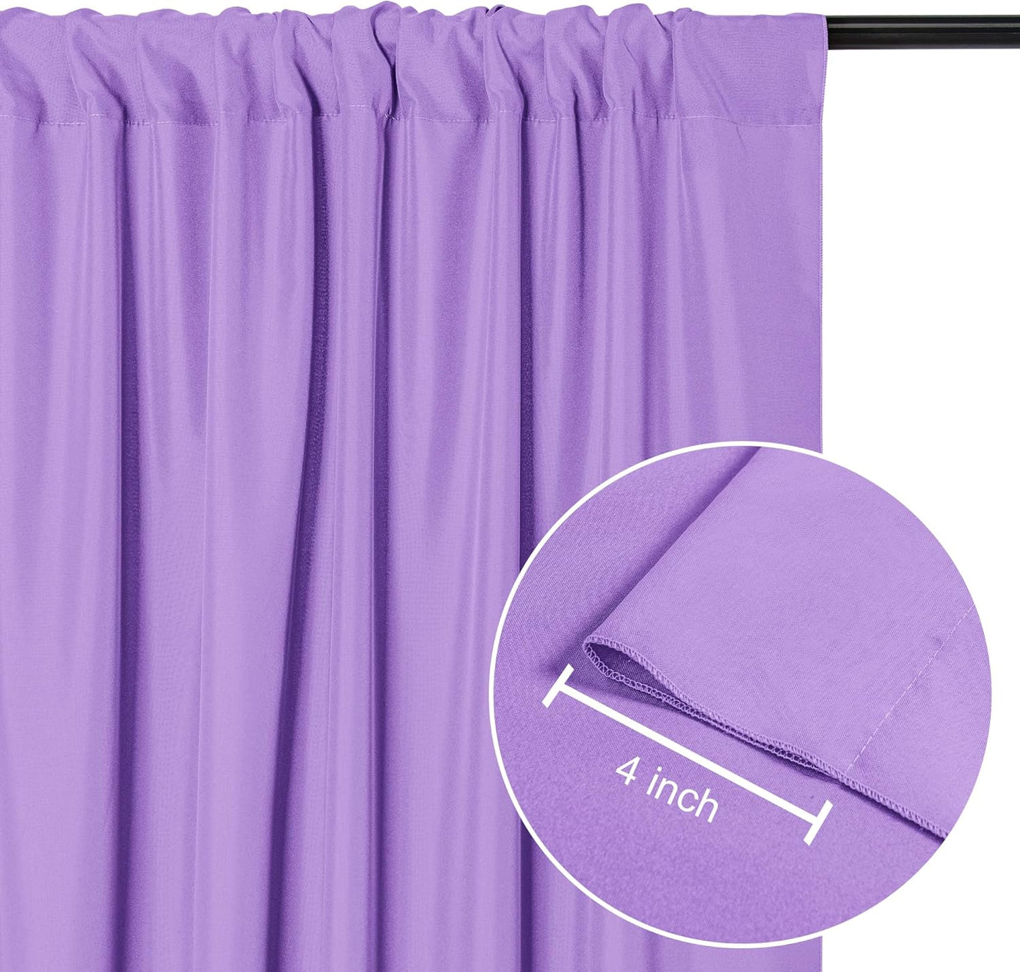 DWCN 10x8 FT Lavender Backdrop Curtains for Parties, Photography Backdrop Drapes with Rod Pockets for Wedding Decorations Stage Birthday Family Gatherings, 2 Panels 5ft x 8ft