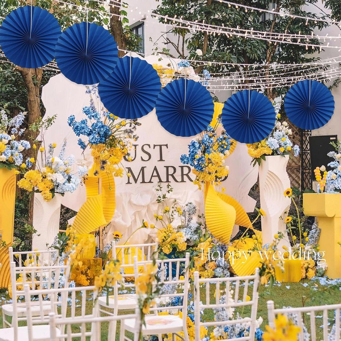 BARTHEW Blue Birthday Decorations,DIY Blue Paper Fans Hanging Decoration ,Party Decorations for Adults 16in, Royal Blue Birthday Decorations,Baby Shower Decorations 30 Color DIY Set (Navy Blue)