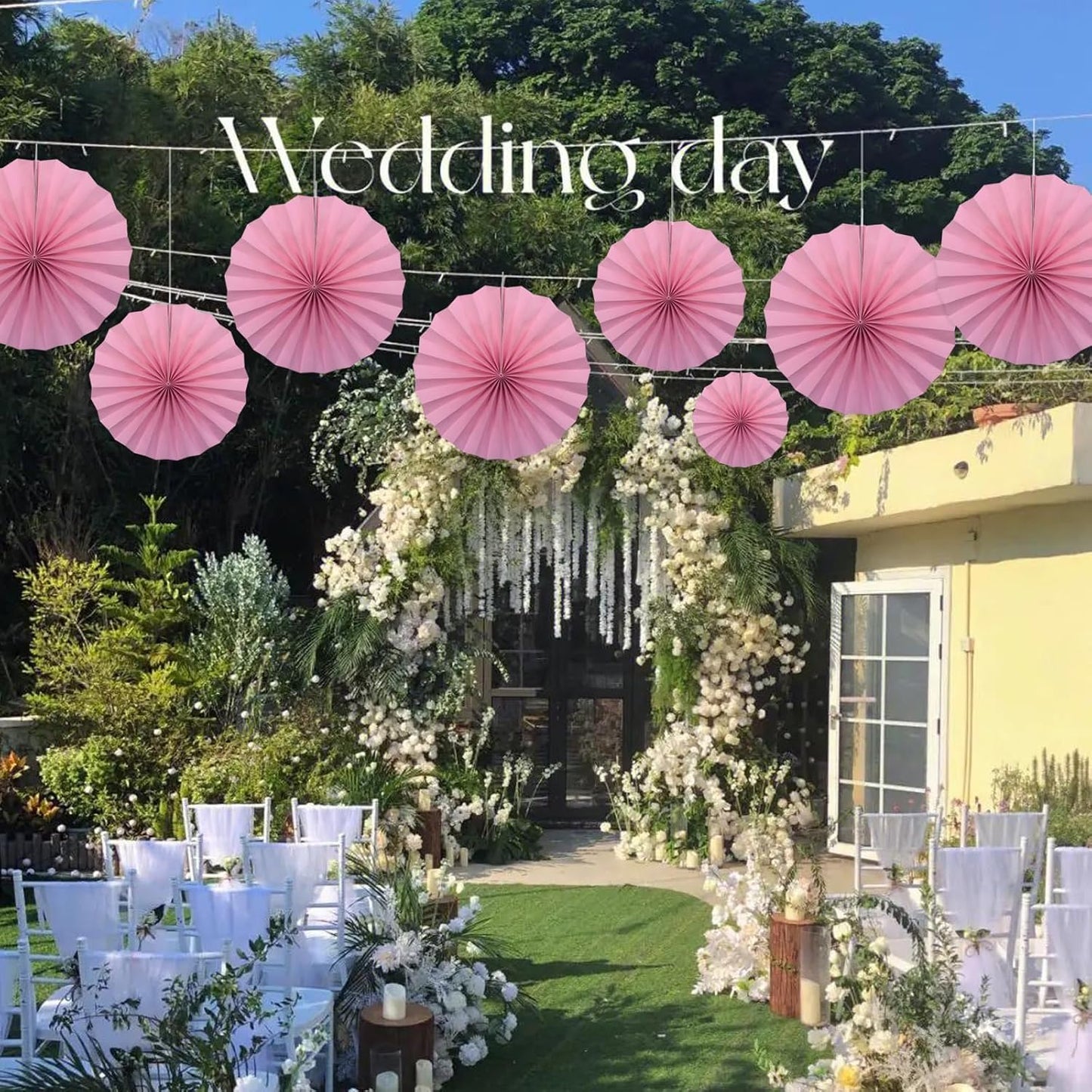 BARTHEW Pink Party Decorations, Pink Paper Decorations for Party, Baby Shower Decorations, Schoolgirl Style Classroom Decor, 12in, 30 Color DIY Set