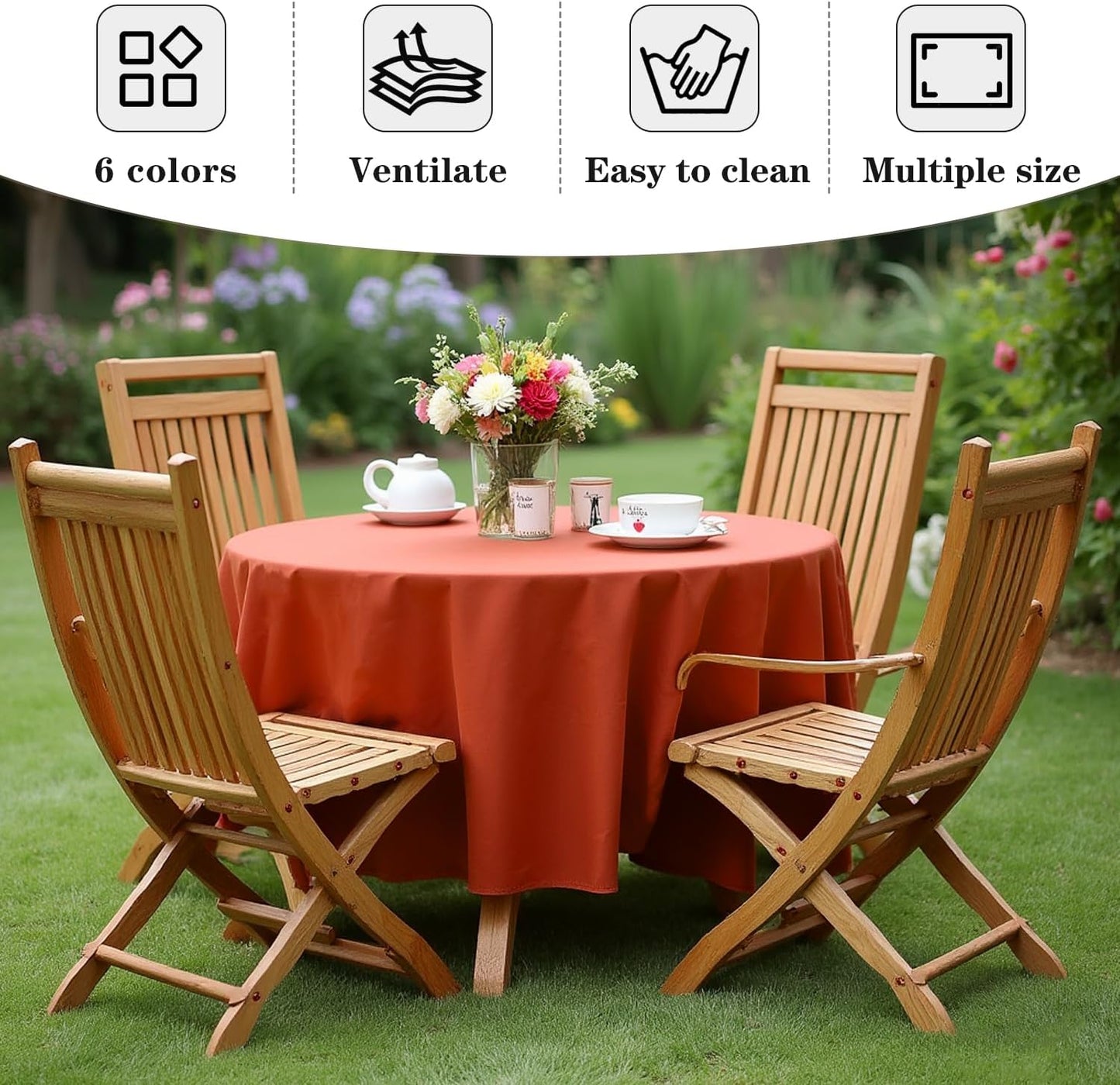 Fitable 6 Pack Rust Round Table Clothes - 90 Inches in Diameter - Stain Resistant and Washable Fall Tablecloths, Polyester Fabric Table Covers for Wedding, Party, Banquet, Gathering