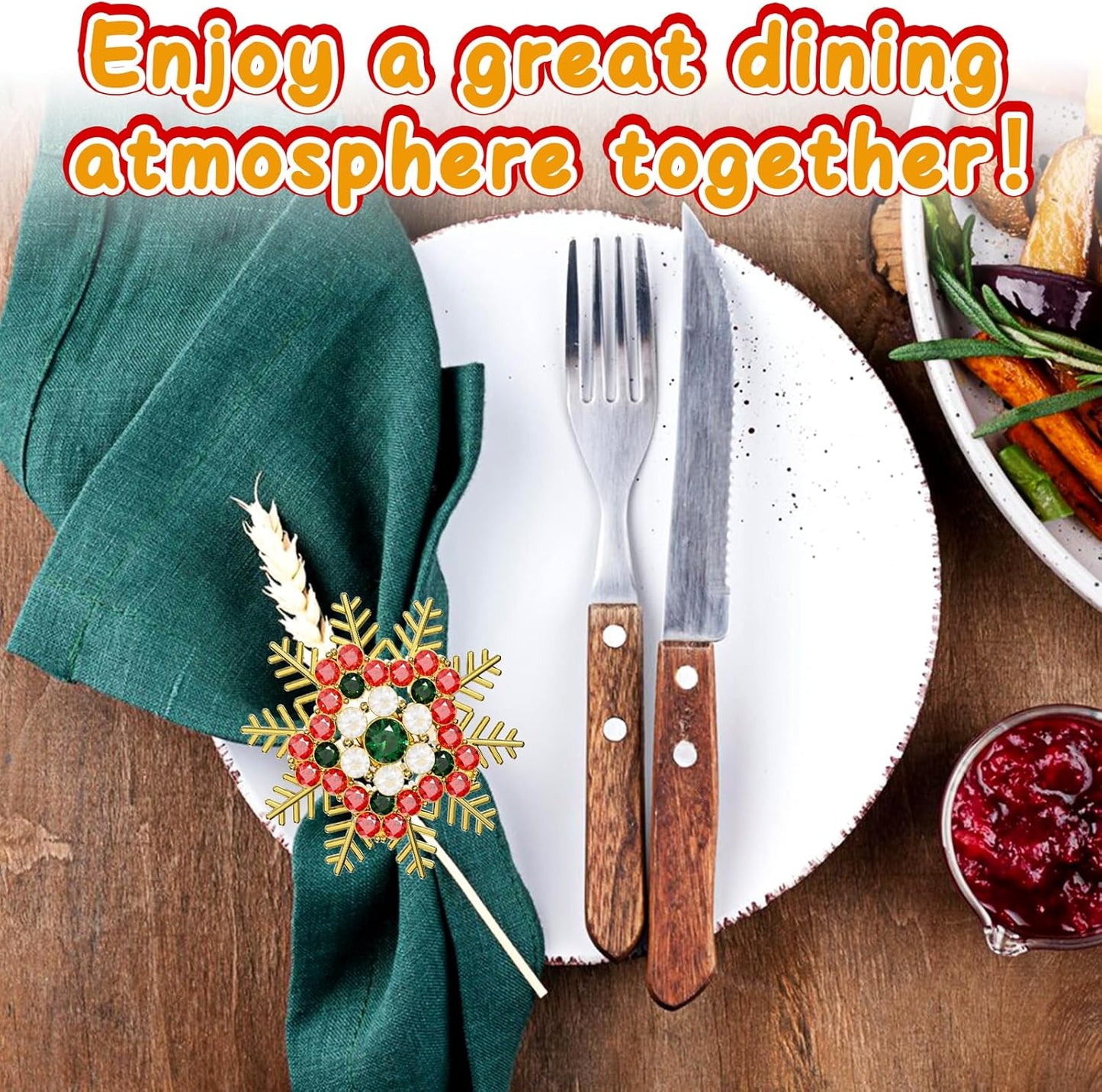 Halatool Set of 8 Christmas Napkin Rings Colorful Snowflake Napkin Holder for Christmas Thanksgiving Holiday Party Table Decoration