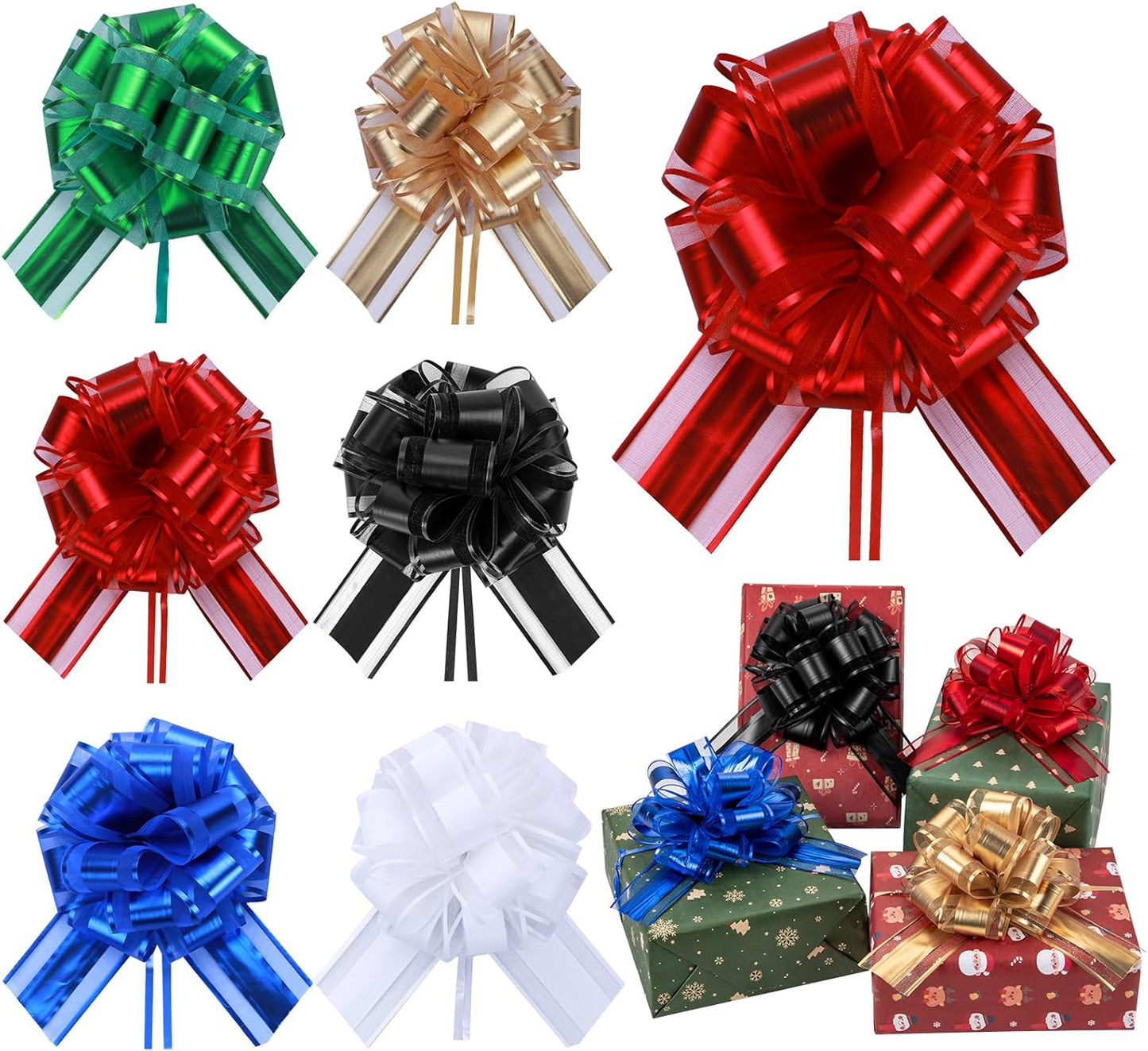 6 Pcs 6 Inch Red Pull Bows, Perfect for Gift Wrapping, Weddings, Party Decorations, Crafts Easy-to-Use Pull Bows for Gifts and Events
