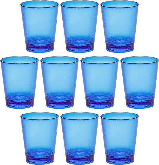 DISCOUNT PROMOS Translucent Plastic Shot Glasses 1.5 oz. Set of 10, Bulk Pack - Acrylic, Great for Wedding, Party, Birthday, Gifts - Blue
