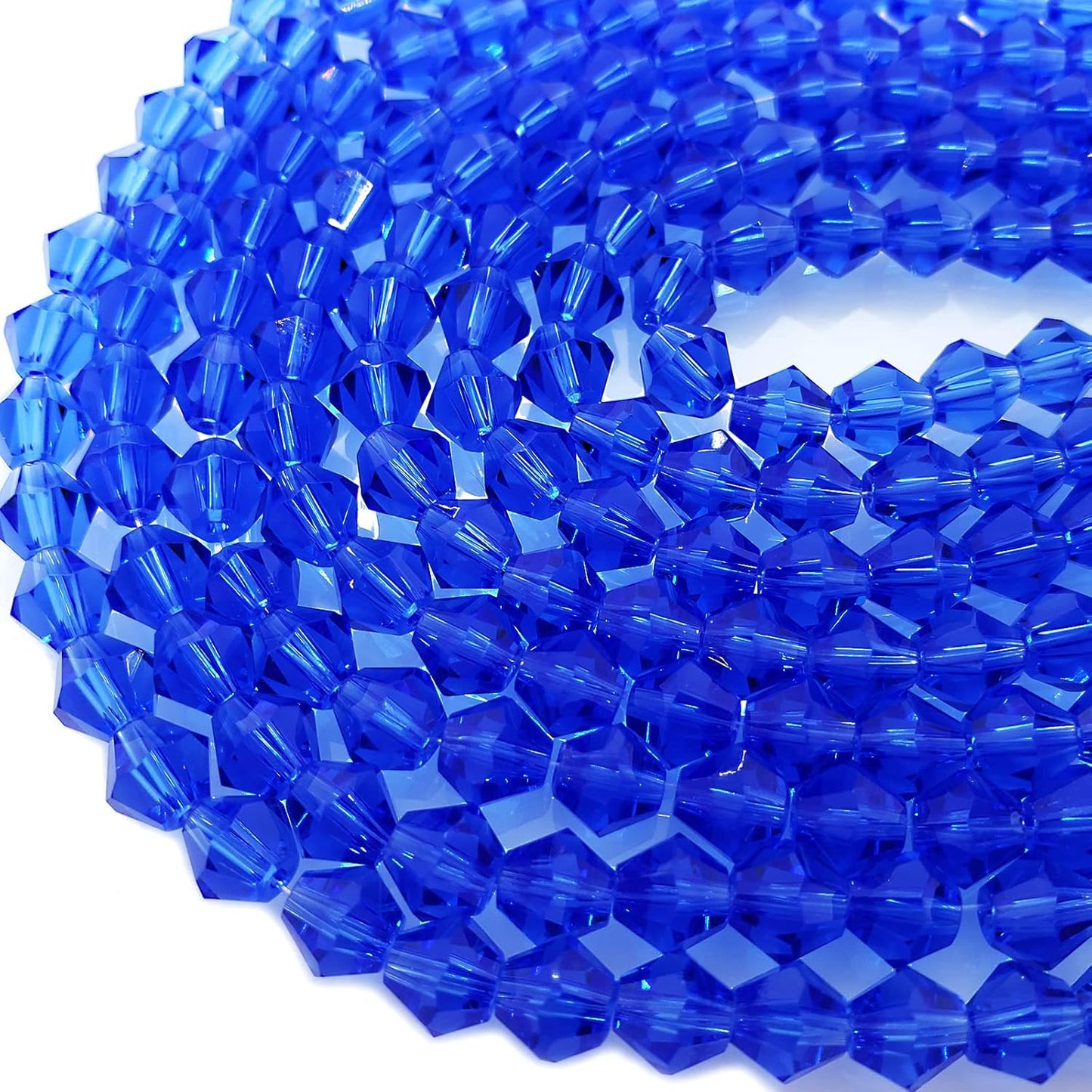 6mm Bicone 450Pcs Blue Crystal Glass Beads Faceted Bicone Shape Crystal Glass Spacer Beads for Bracelet Necklace Decorative Hand Jewelry Making (Blue, 6MM)