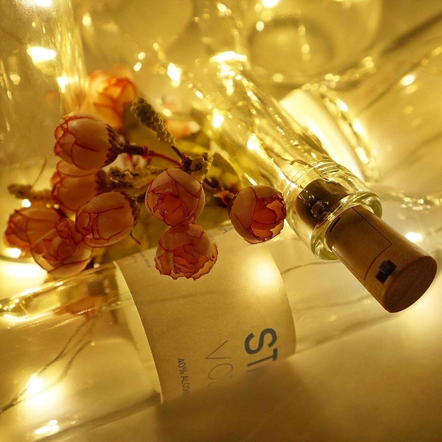 Wine Bottle Lights with Cork, Battery Operated 9 Pack 20 LED Cork Shape Silver Wire Fairy Mini String Lights(No Bottles) for DIY, Party, Decor, Christmas, Halloween,Wedding (9, Warm White)