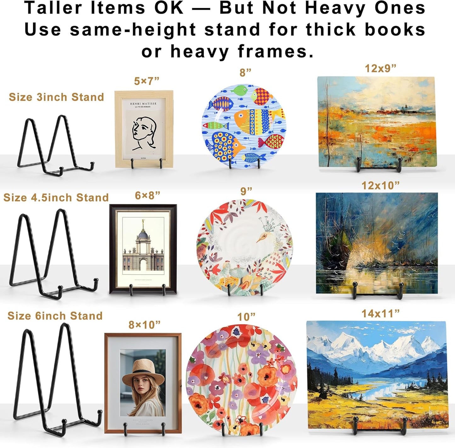 Picture Stands for Display 3 Pack 3 Inch Plate Stands for Display - Black Metal Decorative Plate Stand, Plate Holder Display Stand, Picture Frame Stand, Plate Display Stands for Picture Stand