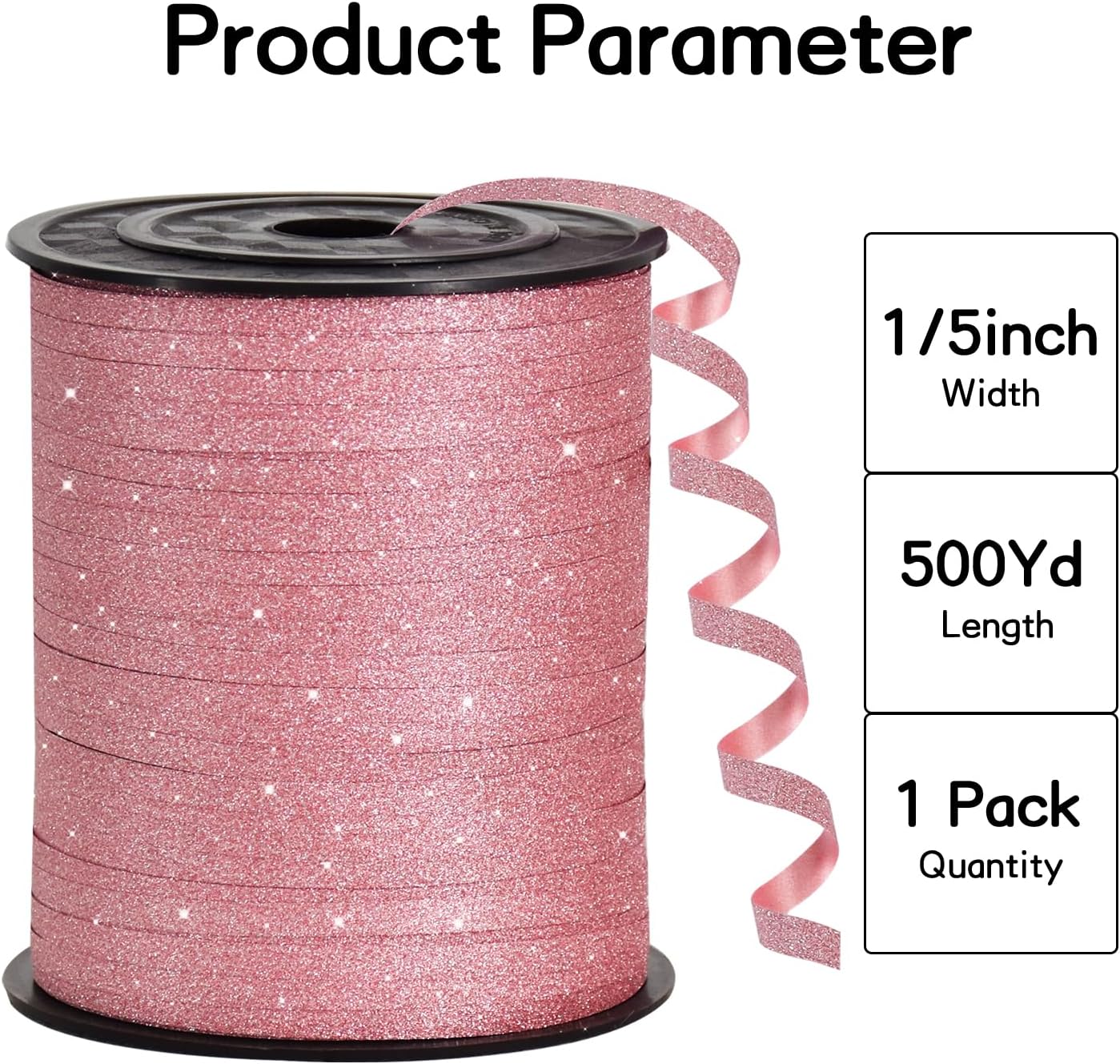 BEISHIDA 500 Yards Rose Gold Glitter Ribbon Curling Crimped, Glitter Ribbon Balloon String Shiny for Gift Wrapping Ribbon for Birthday Party Festival Art Craft Decor Florist Flowers Decoration