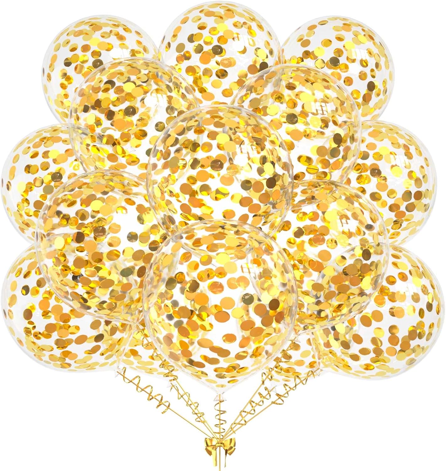 50pcs Gold Foil Confetti Balloons,12 inch Latex Balloon with Gold Confetti Inside for Birthday Family Party Wedding Party Baby Shower Decoration Supplies