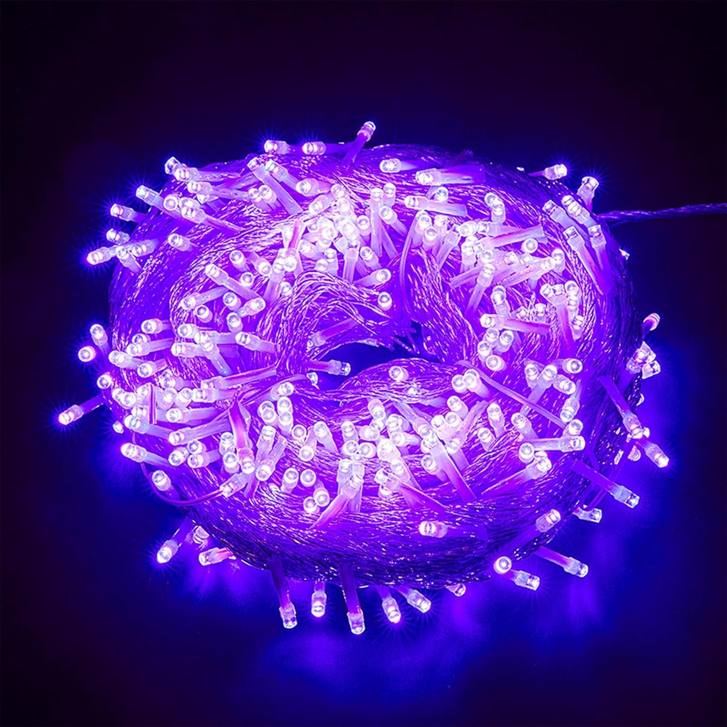 Purple String Lights, 33ft 100 LED 8 Modes Clear Wire Plug in Christmas Easter Tree Decorative Light for Wedding Birthday Party Window Bedroom Hanging Decorations