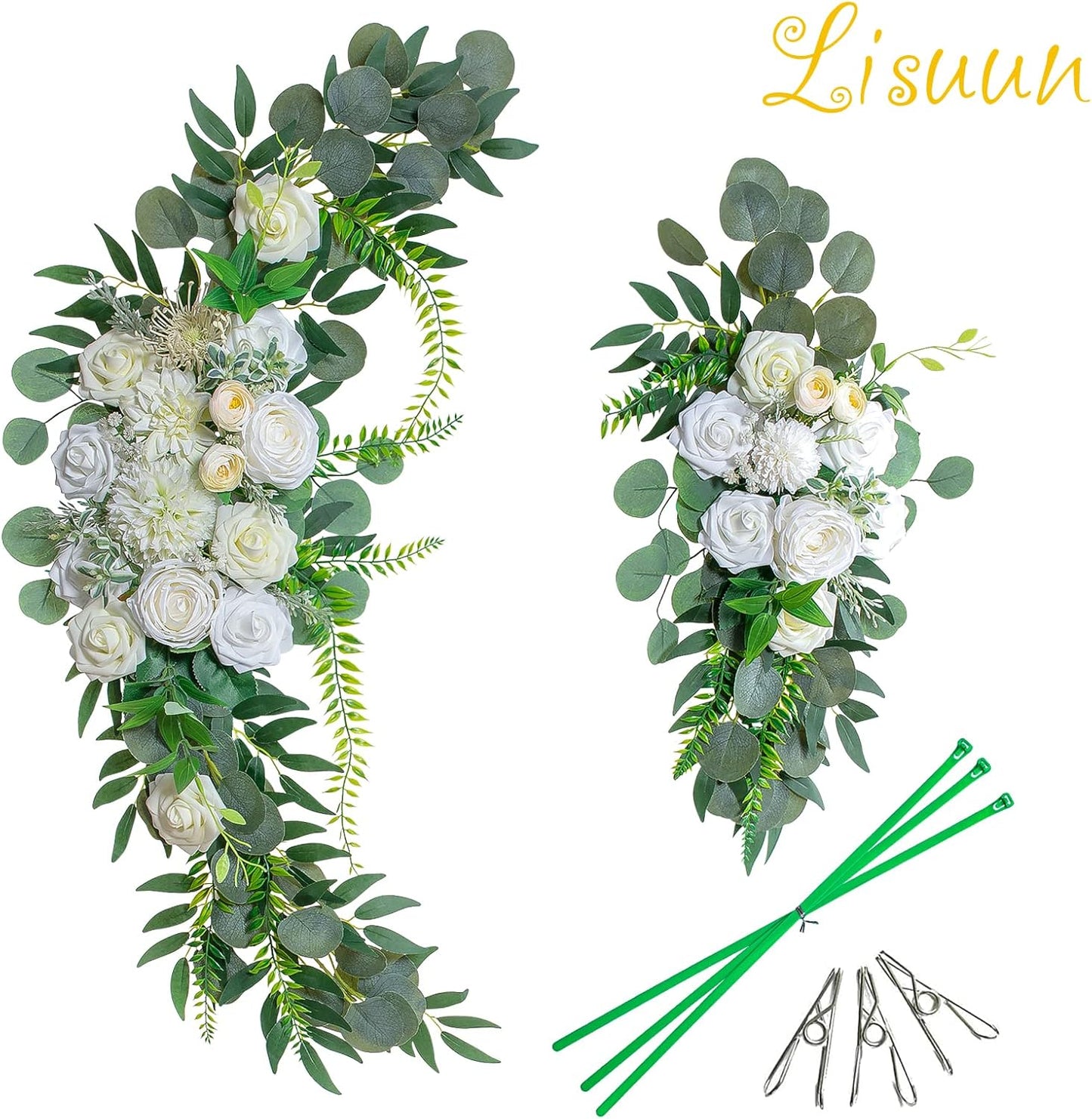 Wedding Arch Flowers, Artificial Flowers for Decoration, Large Flower Swag for Boho Styles Wedding Ceremony Floral Decor - Pack of 2