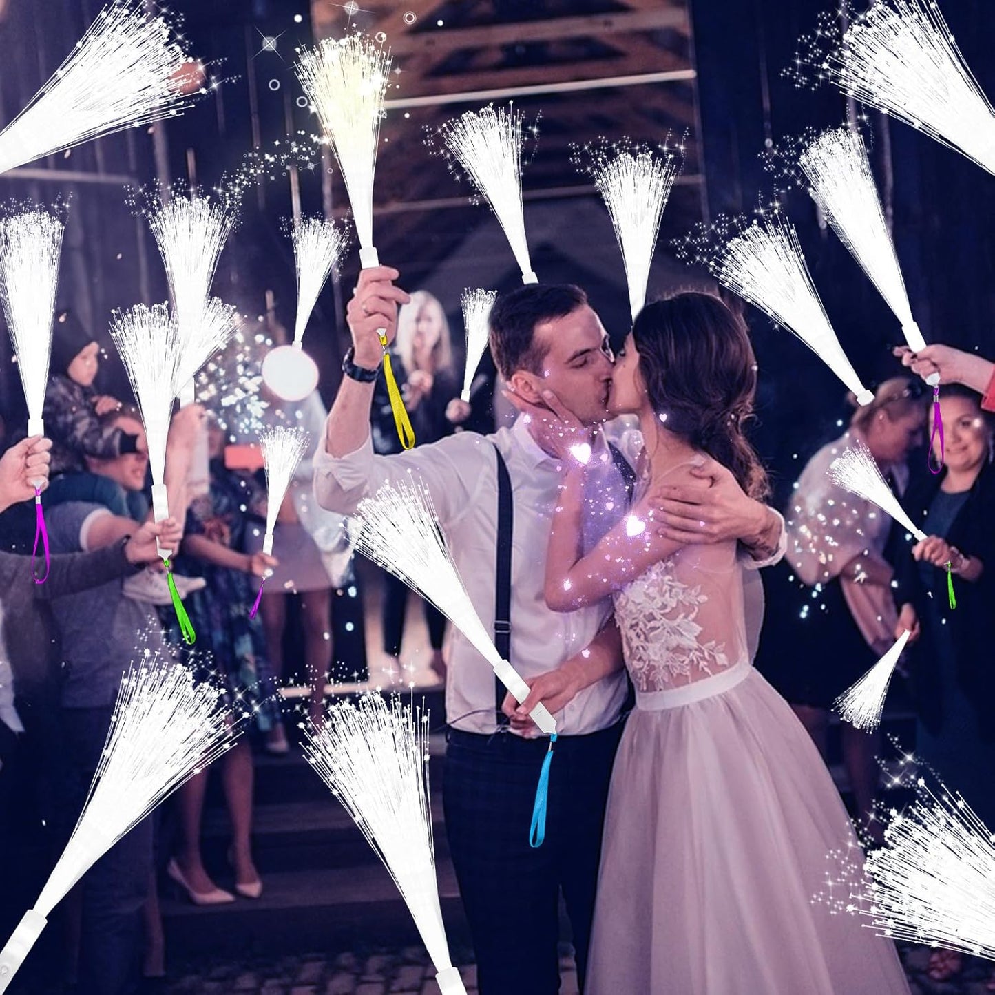 36 PCS White Fiber Optic Sticks, LED Fiber Wands, Fiber Optic Wand with 3 Light Modes, Glow in the Dark Party Supplies, Wedding Party Supplies, for Wedding, New Year, Birthday, Carnival