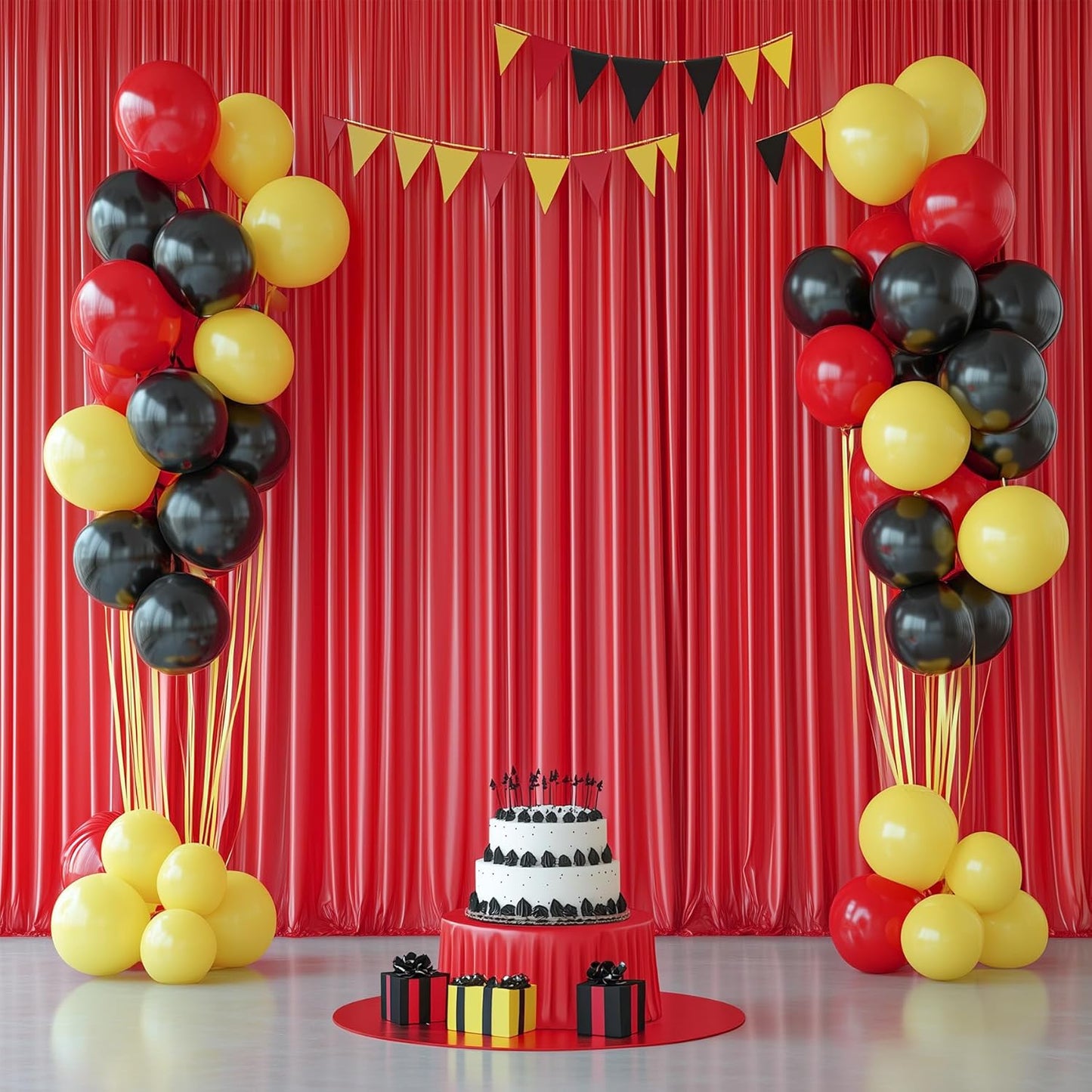 60ftx12ft Wrinkle Free Red Backdrop Curtain, 12 Panels 12FT Height Red Wedding Backdrop Drapes, Silky Polyester Back Drop Cloth for Birthday Photography Background Party Backdrop Draping