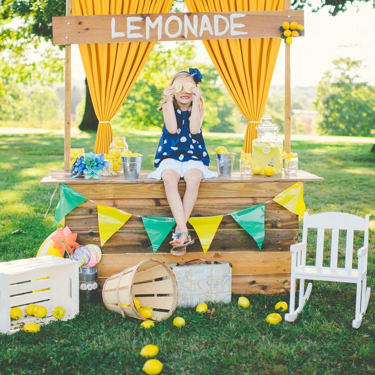 DWCN 10x7 FT Backdrop Curtains for Parties, Photography Backdrop Drapes with Rod Pockets for Wedding Decorations Stage Birthday Family Gatherings, 2 Panels 5ft x 7ft, Orange Yellow