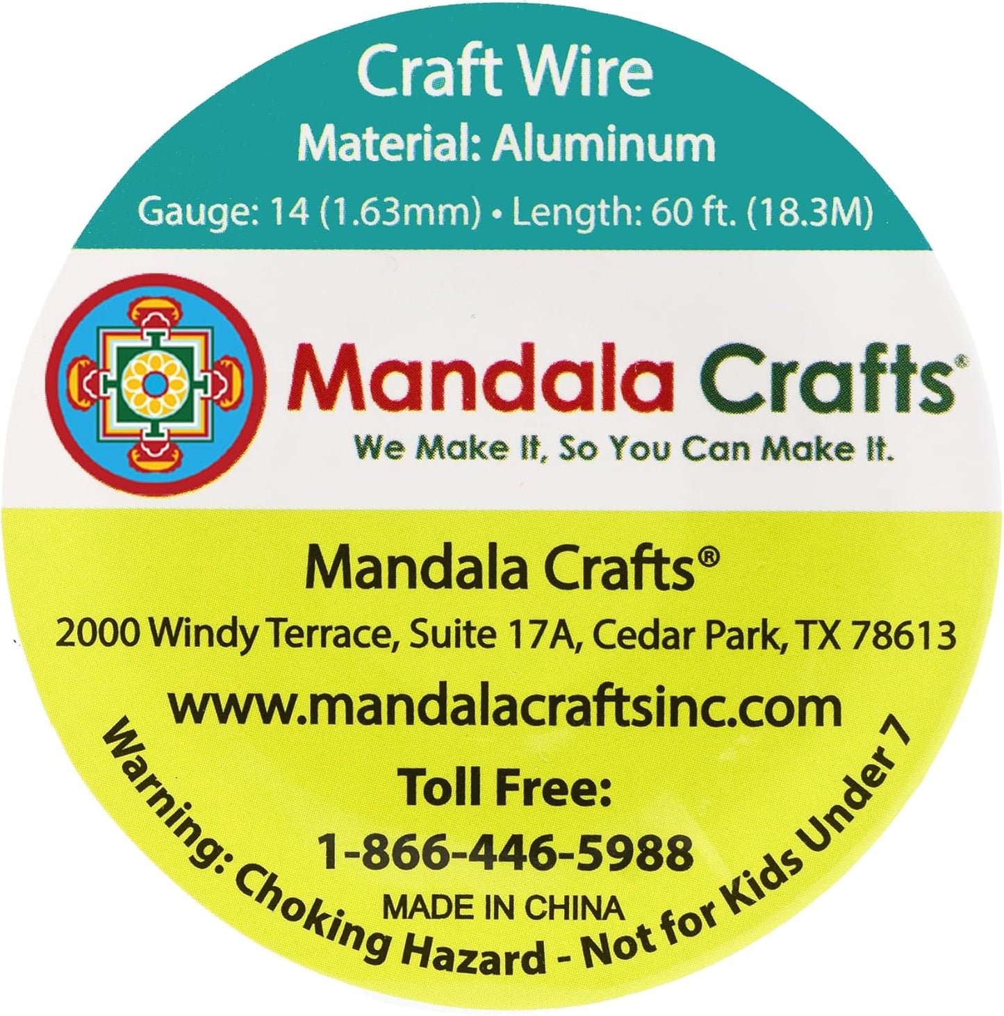 Mandala Crafts 14 Gauge Anodized Aluminum Craft Wire for Jewelry Making - 60 FT Colored Flexible Bondi Blue Wire - Bendable for Bonsai Armature Crafting Sculpting