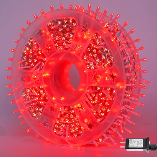 YEGUO 165ft 500 LED Halloween Lights Outdoor Waterproof, Red String Lights Indoor Plug in, 8 Modes Clear Wire for Halloween Holiday Home Tree Garden Patio Decor