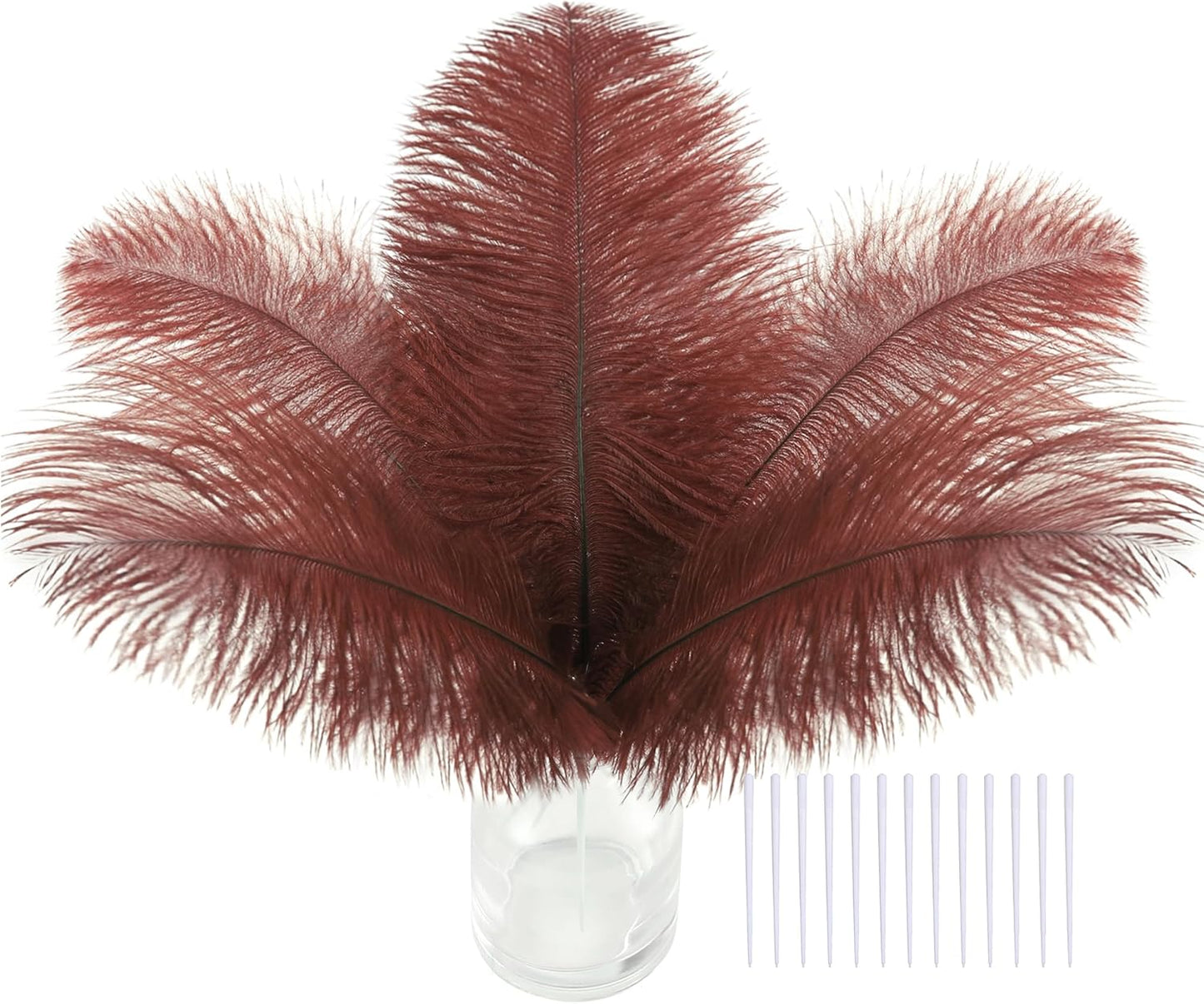 SOGUGOM Brown Craft Ostrich Feathers - 30PCS 6-8 inch Mini Ostrich Feathers Kit for Centerpieces, Kindergarten Crafts, Dream Catchers and Hats(Brown)
