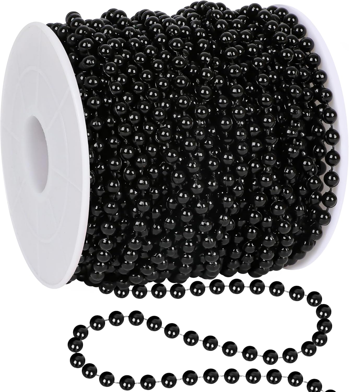 100 Feet Garland for Christmas Tree, Black Christmas Beads Decorations, Xmas Tree Decorations Artificial Pearl Garland Chain for Home Fireplace Curtains Decor Xmas Party Decor