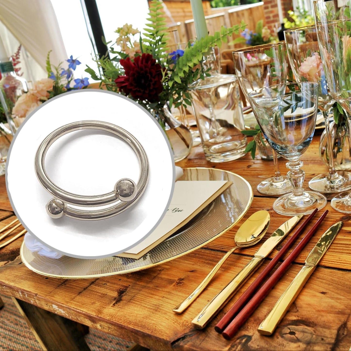 8 Pcs Silver Napkin Rings - Round Napkin Ring,Stainless Steel Napkin Rings,Metal Napkin Ring for Table Settings Wedding Christmas Party Dinner Table(Spring Type)