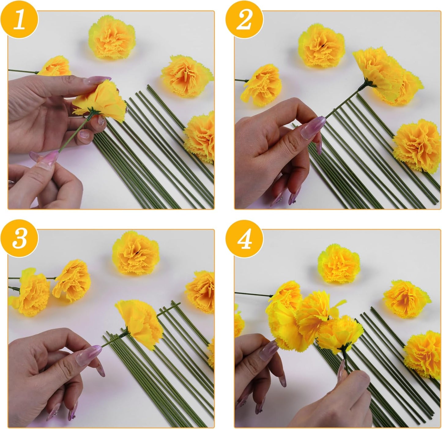 30 Pcs Artificial Marigold Flowers,3.54" Silk Marigold Flower Heads with Stems,Yellow Flowers Artificial for Diwali Decor,Indian Wedding,Home,DIY Wreath Garland,Day of The Dead Decorations