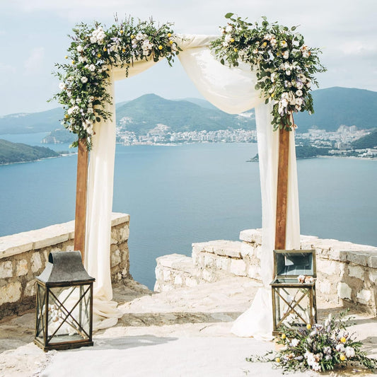 Wedding Arch Draping Fabric 3 Panels 30" x 32 ft White Wedding Arch Drapes for Ceremony Chiffon Fabric Drapes Arbor Drapery Decorations for Reception Sheer Backdrop Curtains for Party Ceremony