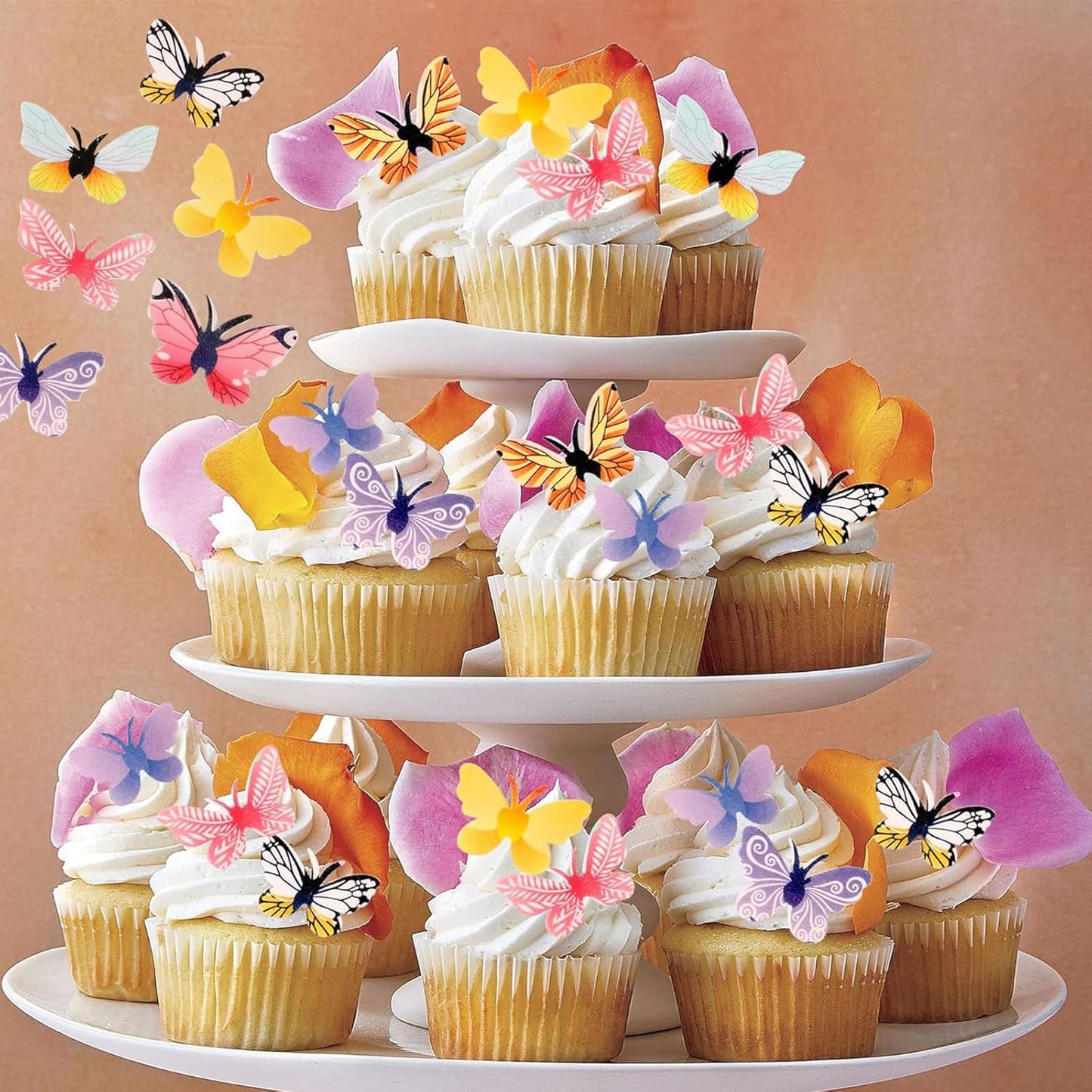 YOcity 72Pcs Edible Butterflies Cake Toppers Edible Butterfly Cupcake Toppers Wafer Paper Butterflies Edible Butterfly Cake Decorations for Wedding Birthday Party Cupcakes Decorating(Mix Color)