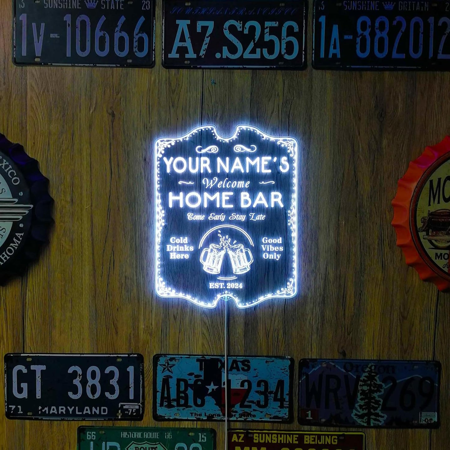 ADVPRO Personalized Your Name Home Bar RGB Dynamic Glam LED Sign - Cut-to-Edge Shape - Smart 3D Decoration - Multicolor Signage st06s43-fnd-p11b-tm-c