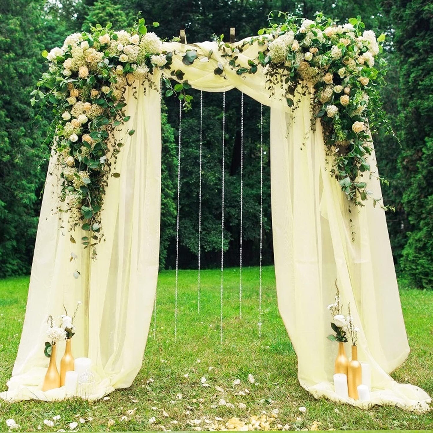 Wedding Arch Draping Fabric Beige Arch Drapes Sheer Backdrop Curtain for Ceremony Photo Wedding Decor 19Ft Length x 28" Width 6 Panel