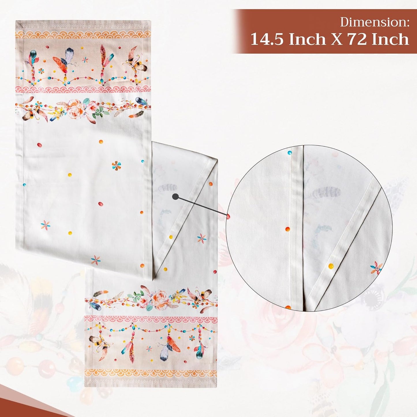 Maison d' Hermine Table Runner 100% Cotton Single Layer Table Runners 72 inches Long Decorative for Home Kitchen Dining Party Wedding Bridal Shower Spring Summer (Ibiza - Beige, 14.50" x 72")