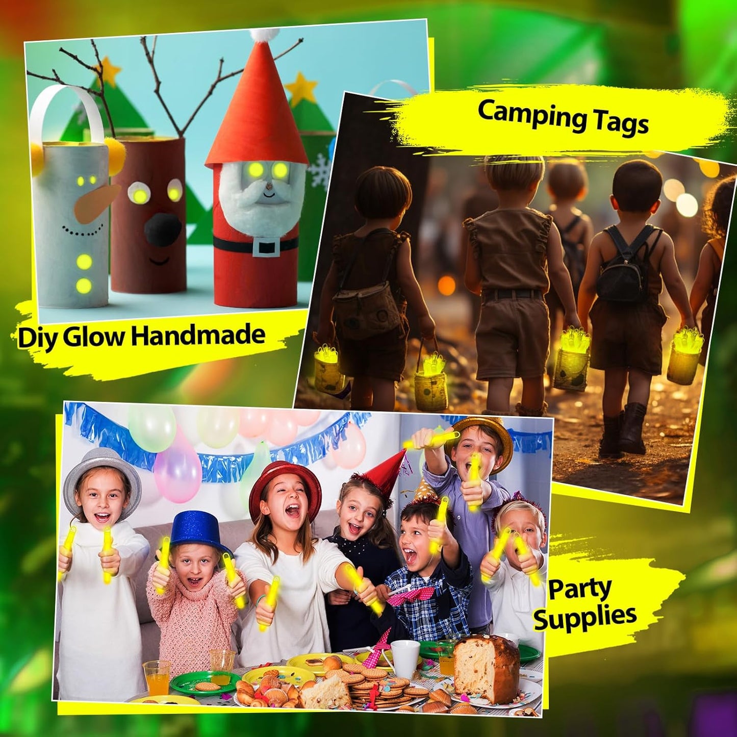 Lewtemi 50 Set 4'' Glow Sticks Bulk, Hallowee Glow in The Dark Party Supplies, Emergency Light Sticks with Lanyard, for Birthday, Light up, Neon, Halloween Theme Party Favors