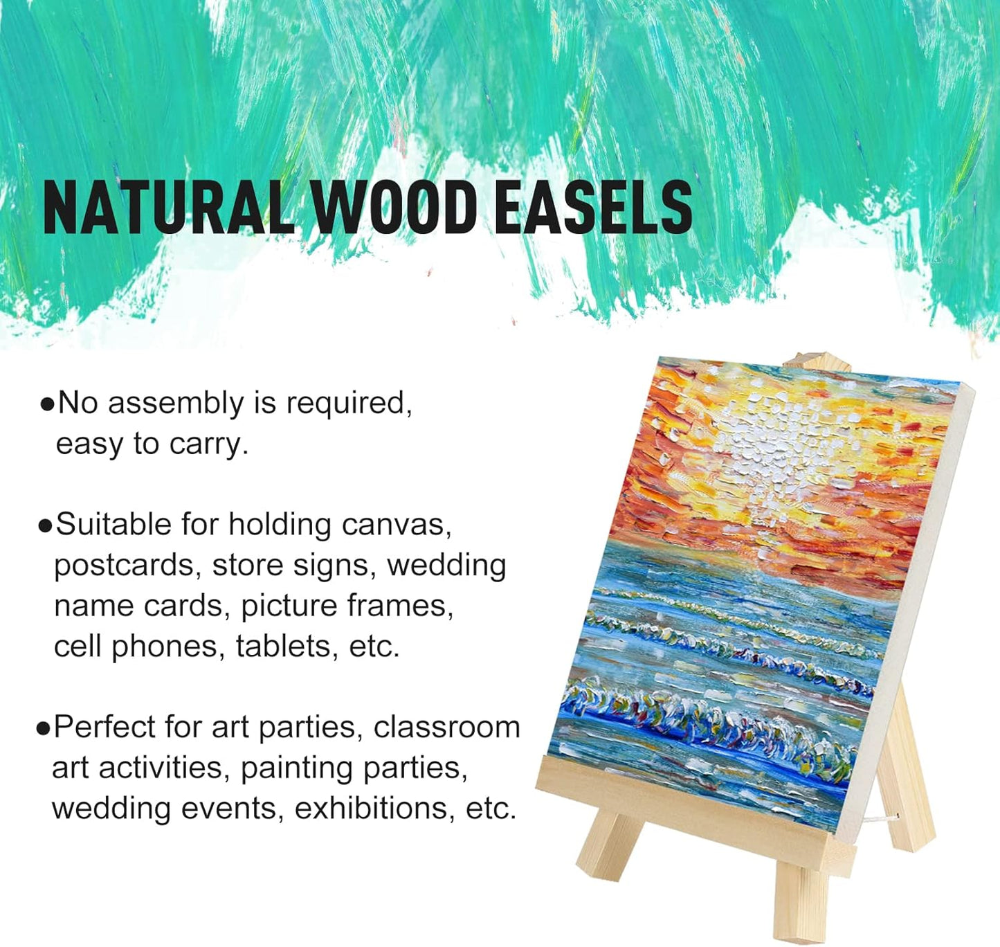 Kinlink 9 Inch Tall Wood Easels for Display Set of 12, Display Easel Tabletop, Painting Easel Stand for Artist Students