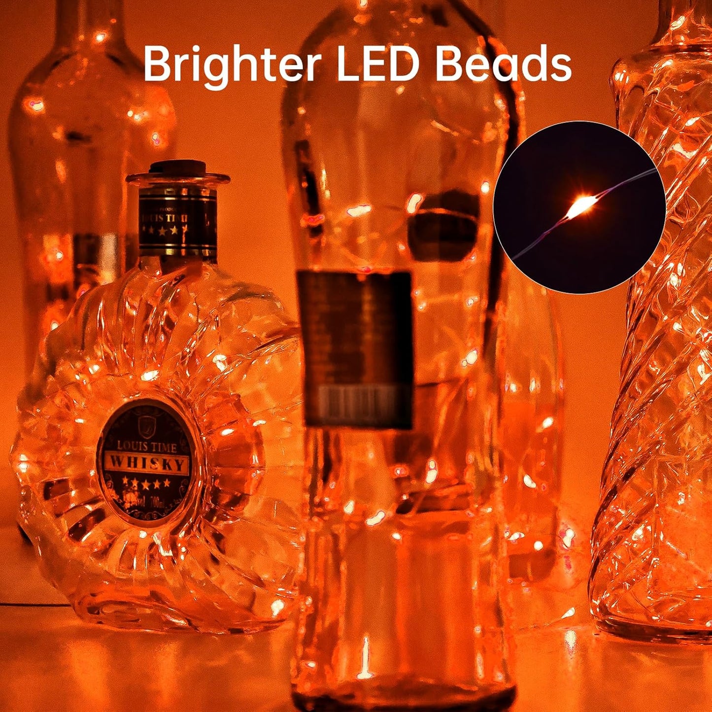 Aluan Orange Halloween Lights Wine Bottle Lights with Cork 10 Pack 20 LED Fall Table Decor for Home, Christmas Mini Fairy Lights Battery Operated Cork Lamp for Liquor Bottles Party Wedding Decoration