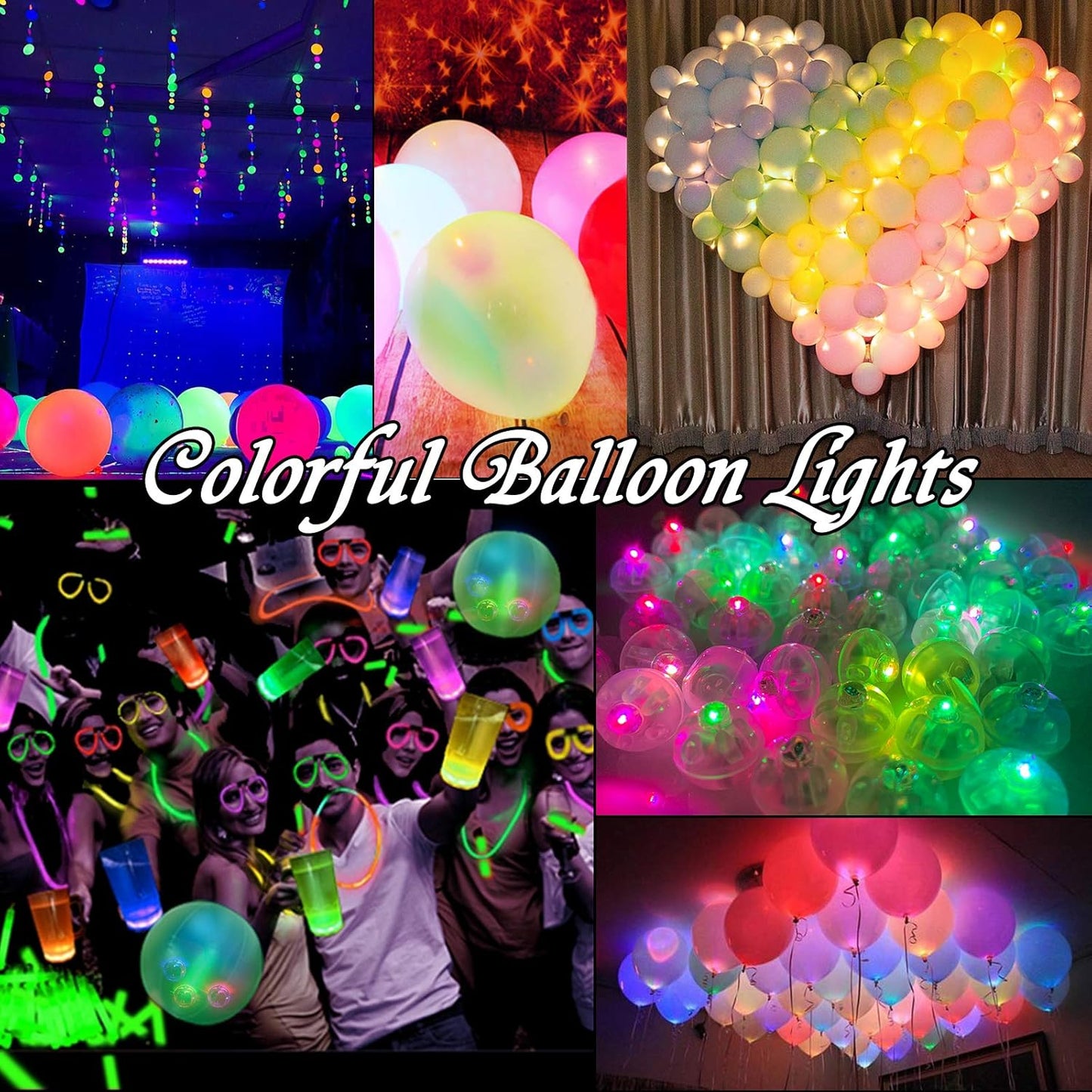 100pcs Warm White LED Balloon Light,Round Led Flash Ball Lamp for Paper Lantern Balloon,Indoor Outdoor Party Event Fun Birthday Party Wedding Decoration Supplies