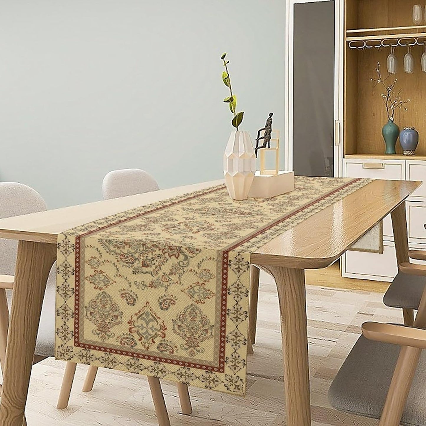 Vintage Farmhouse Flower Table Runner Boho Elegant Home Kitchen Table Dining Coffee Room Garden Party Wedding Decor 13x36in