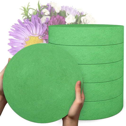 Max Shape 6Pcs Floral Foam Round Blocks, Large Wet and Dry Green Foam for Artificial and Fresh Flower Arrangement,Flower Foam Blocks for Wedding Party Decorations (7.8 Inch)
