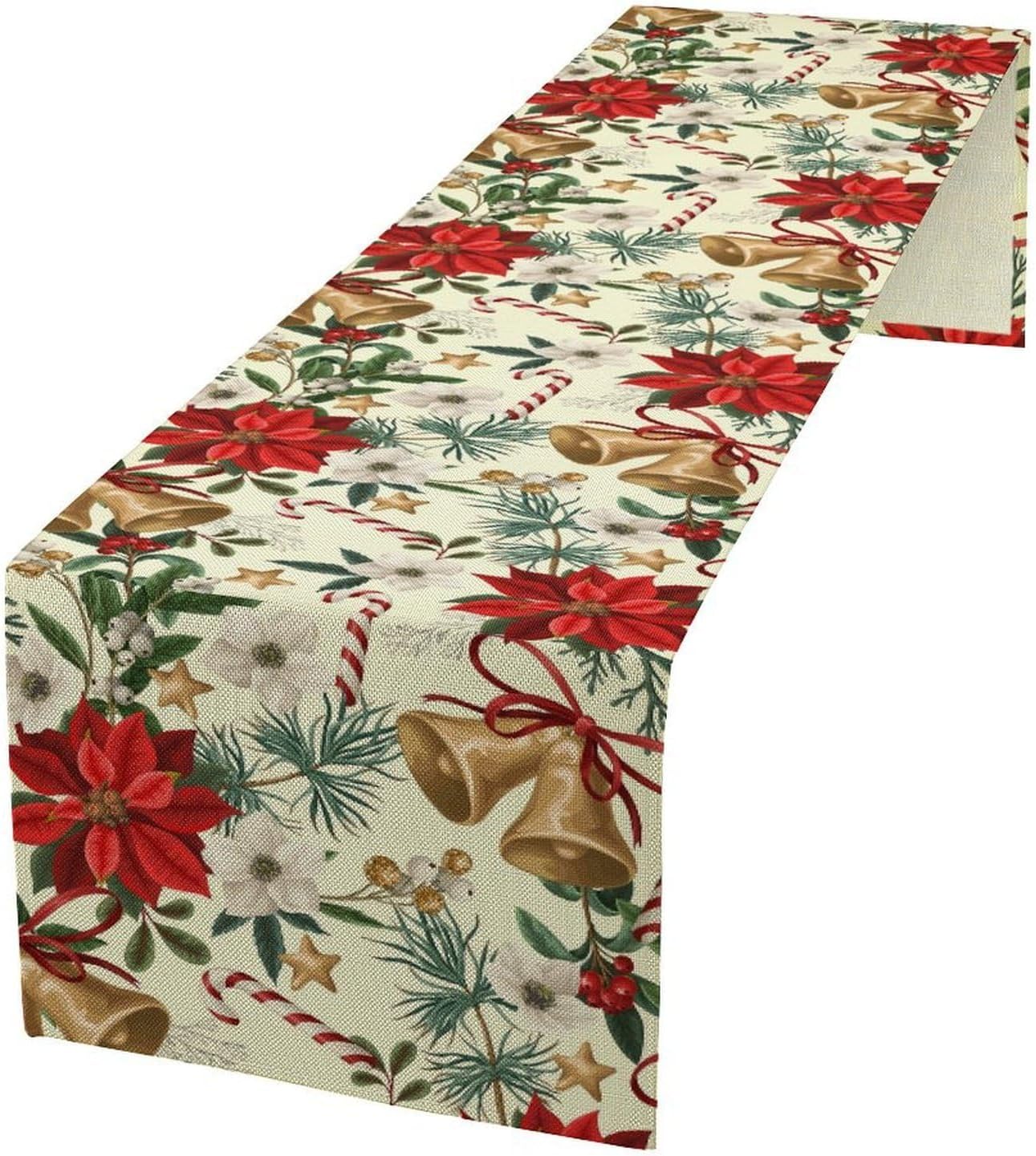 Christmas Table Runner, Seasonal Winter Xmas Holiday Kitchen Dining Table Decoration for Home Party Decor 13x90 Inch