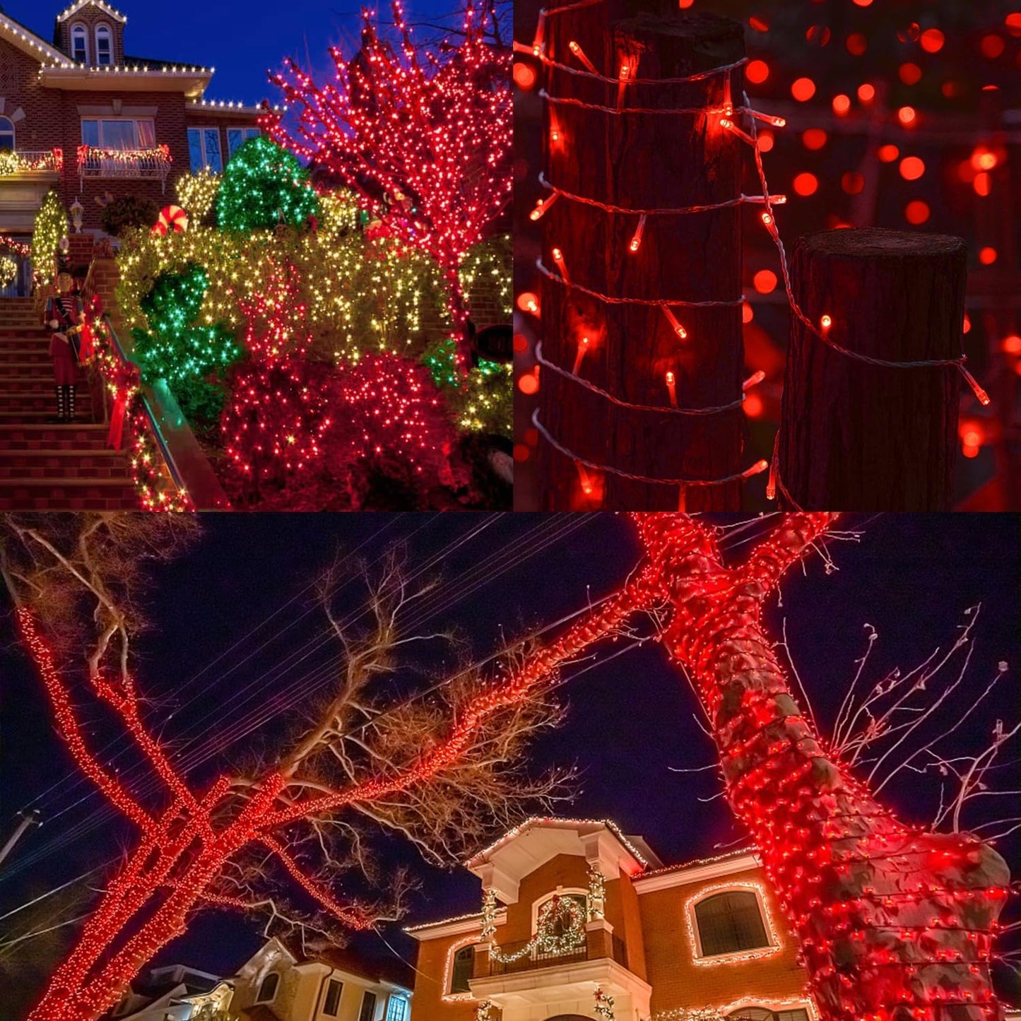 LJLNION 300 LED Christmas Lights, Extra Long 98.5FT Valentines String Lights Outdoor Indoor, 8 Lighting Modes, Plug in Waterproof Fairy Lights for Wedding Party Bedroom Decorations (Red)