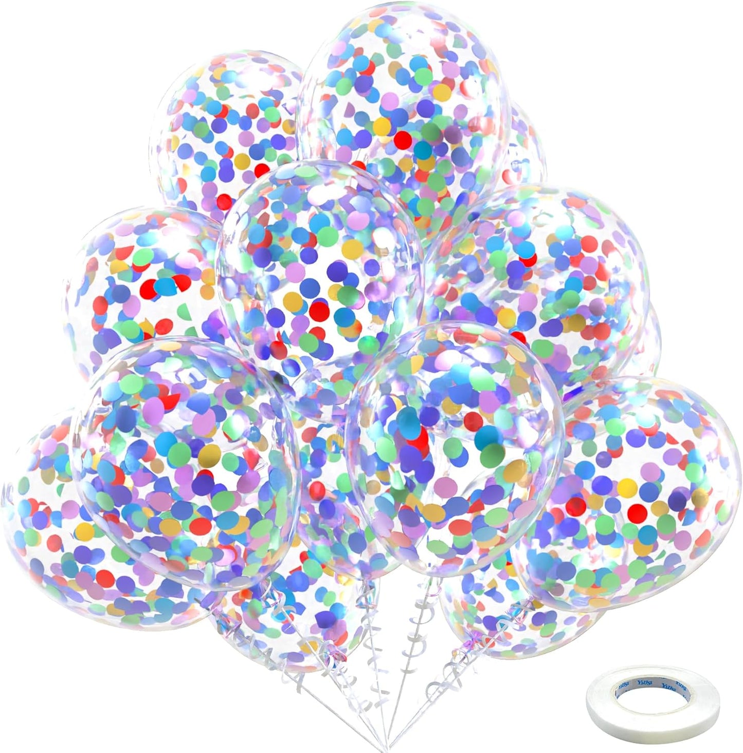 Bezente Rainbow Multicolor Confetti Latex Balloons - 60 Pack 12 inch Helium Colorful Confetti Balloons for Birthday Bridal Shower Wedding Party Decorations
