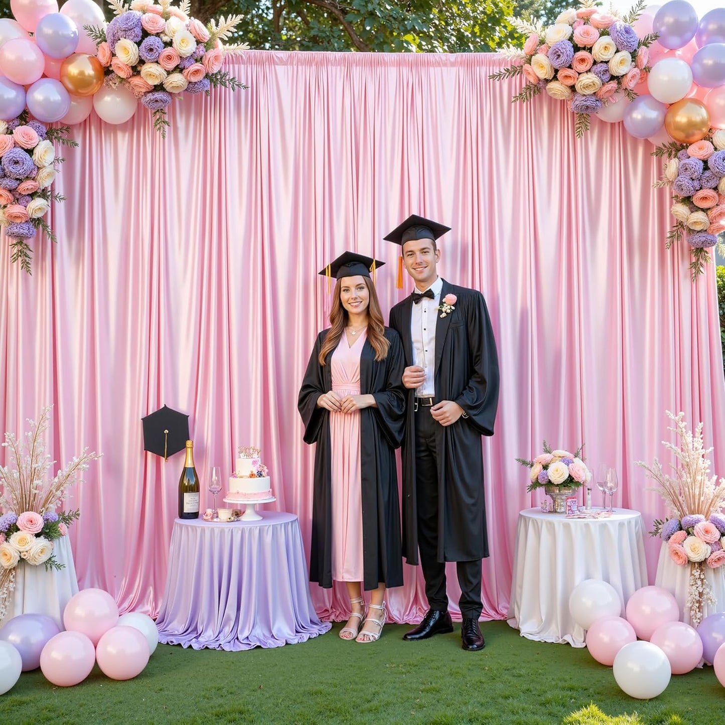 Pink Glitter Backdrop Curtain for Parties Wedding,10Ft x 10Ft Satin Shimmer Photo Backdrop,Non-Wrinkle Sparkle Drapes for Backdrop,Back Drop for Photography, Birthdays,Weddings,Prom