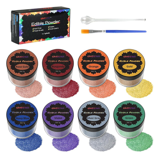 Cakestar Edible Glitter, 8 Colors Edible Luster Dust, Edible Glitters for Drinks, Food Shimmer Dust for Cookies, Cake Decorating, Strawberries, 7g/bottle