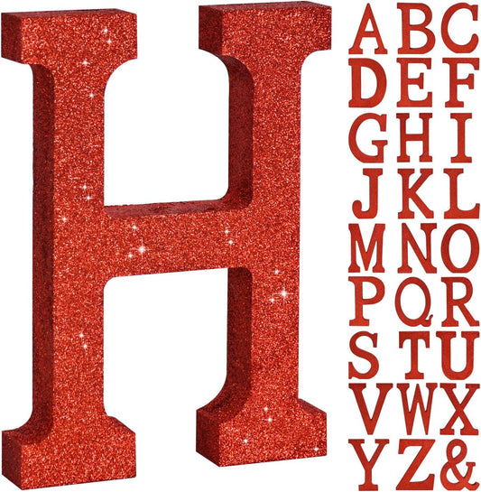 TONIFUL 8 Inch Red Glitter Letter H Table Centerpiece A-Z Red Birthday Party Decorations,Red Alphabet H for Birthday,Chrismas,Graduation,Bridal Shower,Wedding,Anniversary Party Supplies