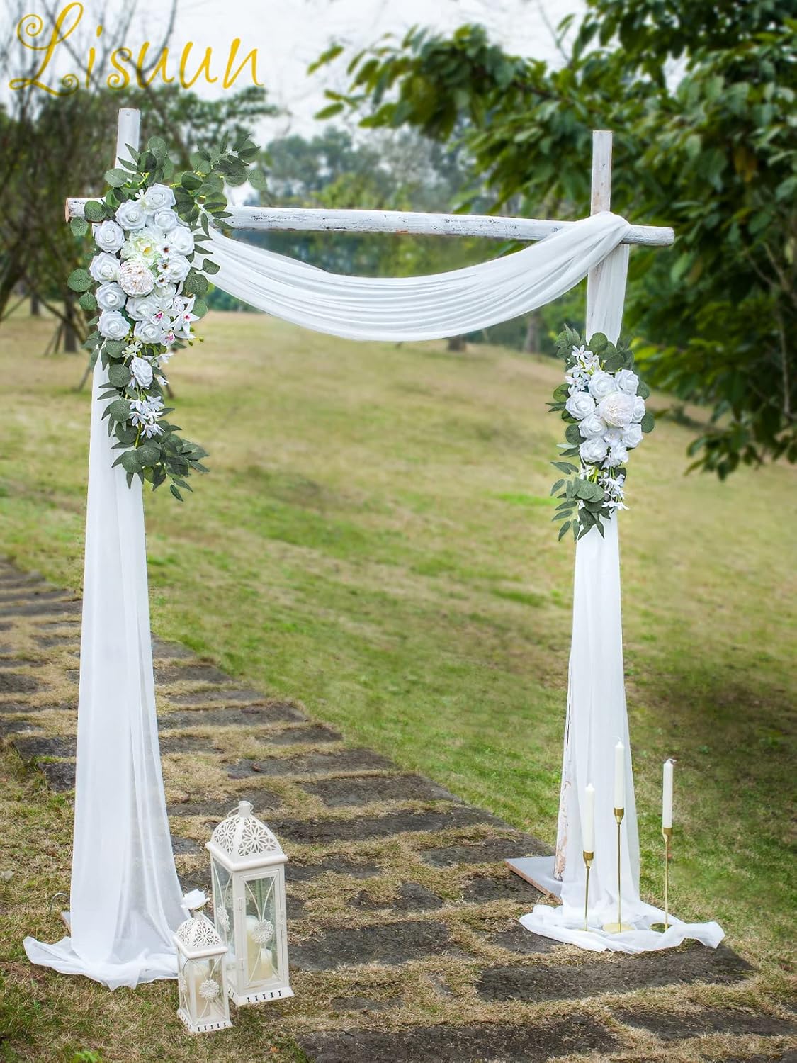 Wedding Arch Flowers, Artificial Flowers for Decoration, Large Flower Swag for Boho Styles Wedding Ceremony Floral Decor - Pack of 2