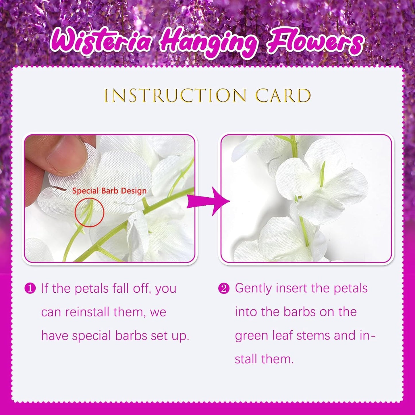 5 Pack Purple Red Wisteria Hanging Flowers, 3.44 Ft Fake Hanging Flowers, Artificial Wisteria Garland Vines for Wedding Room Backdrop Outdoor Patio Garden Decoration