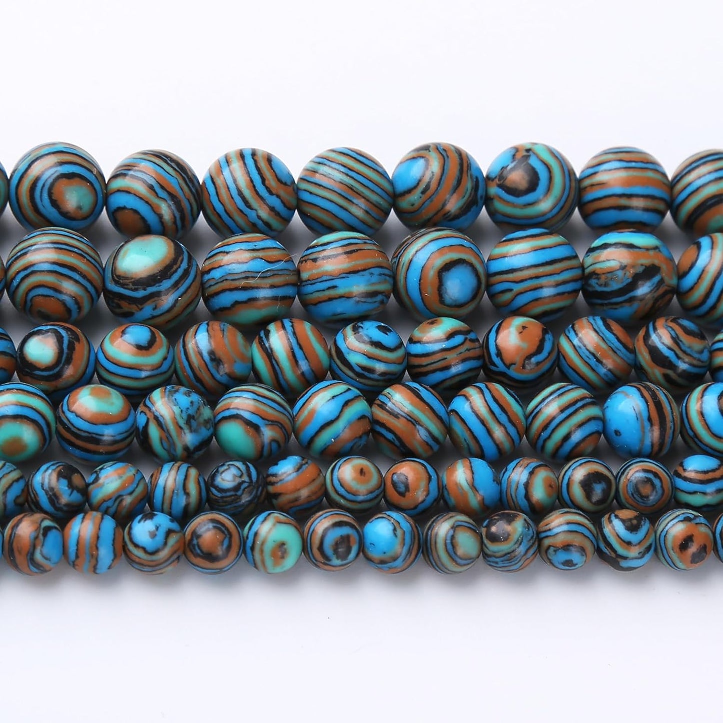 Blue Peacock Turquoise Stone Beads Gemstone Round Crystal Energy Jade Beads Stone Beads for Jewelry Making DIY Bracelet Necklace Jewelry Making 1 Strand 15.5inch 35PCS 10MM