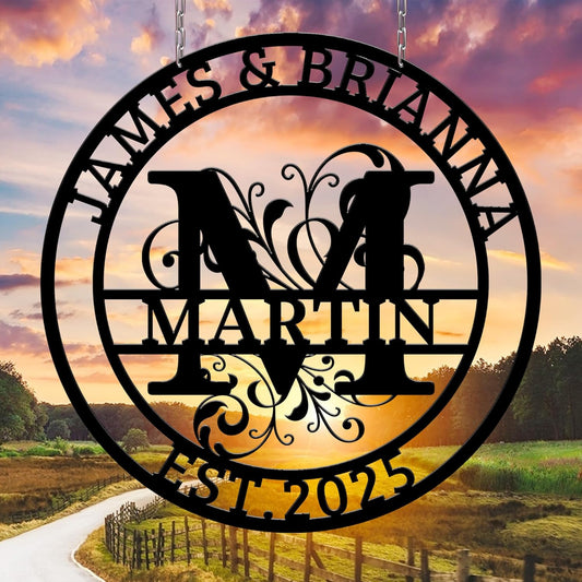 Custom Signs Outdoor Metal, Personalized Name Sign, Family Last Name Sign Home Decor, Initial Monogram Wall Metal Art, Customized Wedding Christmas Housewarming Gifts