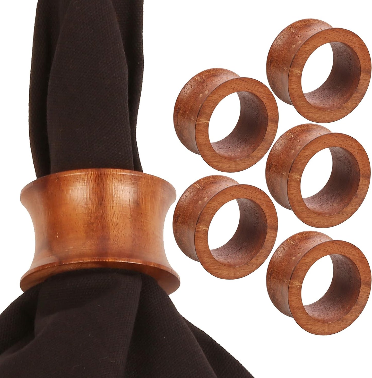 Beautifully Handcrafted Natural Wood Large Size Party Dining Table Napkin Holders in Natural Tone. (Set of 6).