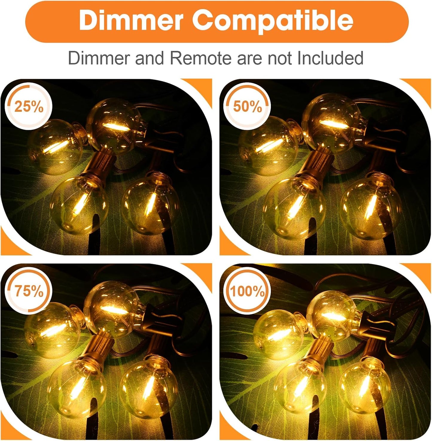 15 Pack G40 LED Replacement Light Bulbs for String Lights, Dimmable E12 Base Shatterproof Bulbs, 0.6W Equal to 5W, Warm White 2200K, Not Solar