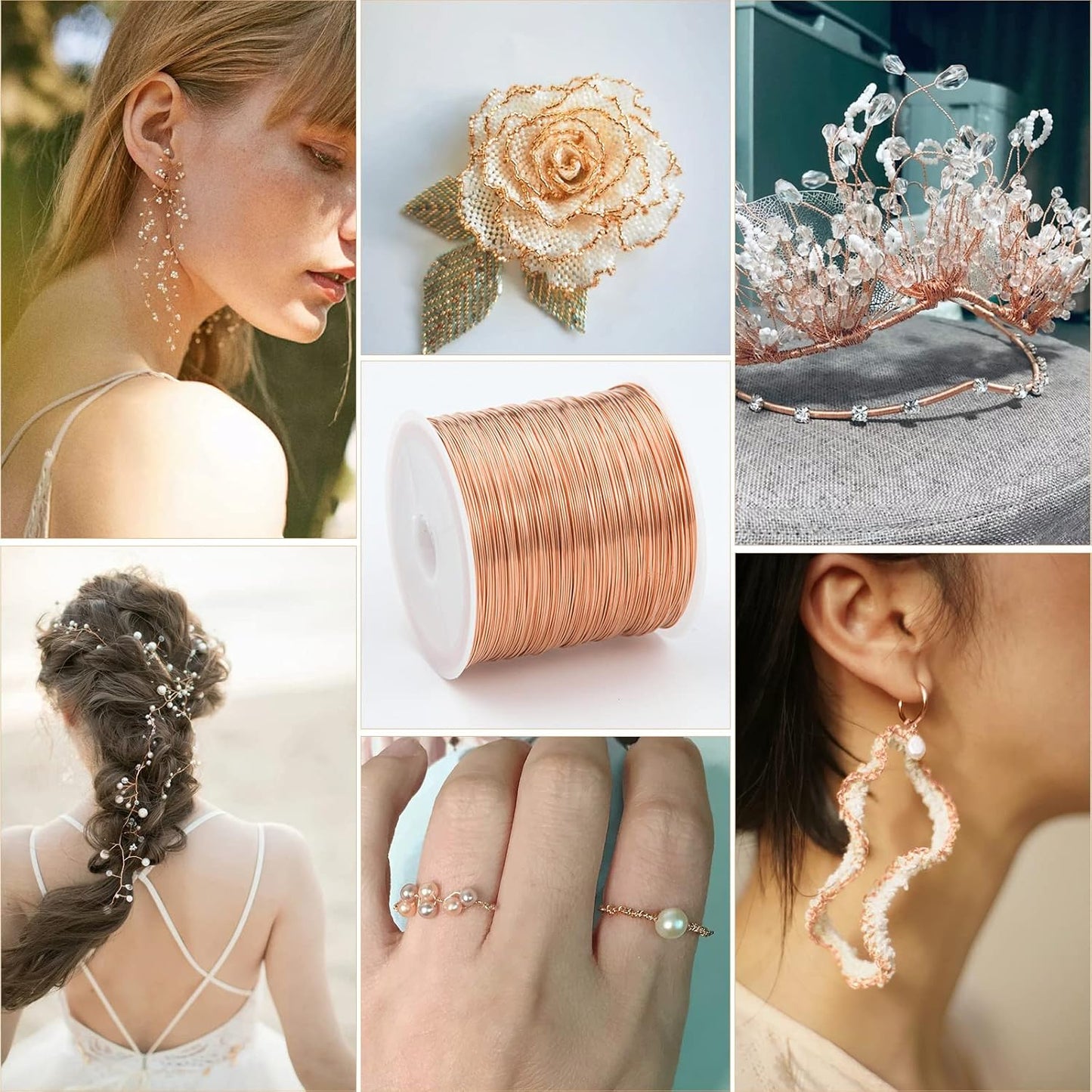 [328 Feet]28 Gauge Craft Wire Jewelry Wire 100M/0.3mm Rose Gold Plated Thin Brass Wire Soft Metal Wire Bulk for Jewelry Making