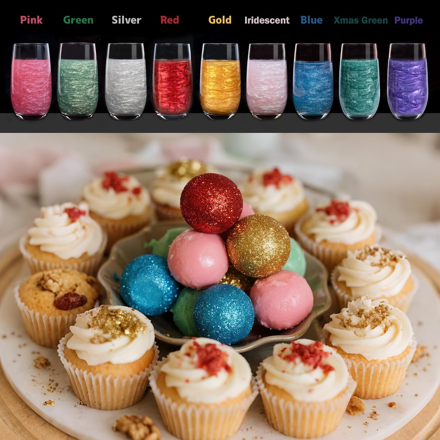 Twisweet Iridescent Edible Glitter for Drinks, Food Grade 10g Sparkling Sprinkles Cake Decorating Supplies, Edible Luster Dust for Cocktail Beverages, Food Coloring Shimmer Powder for Cupcakes Cookies Cake Decorations