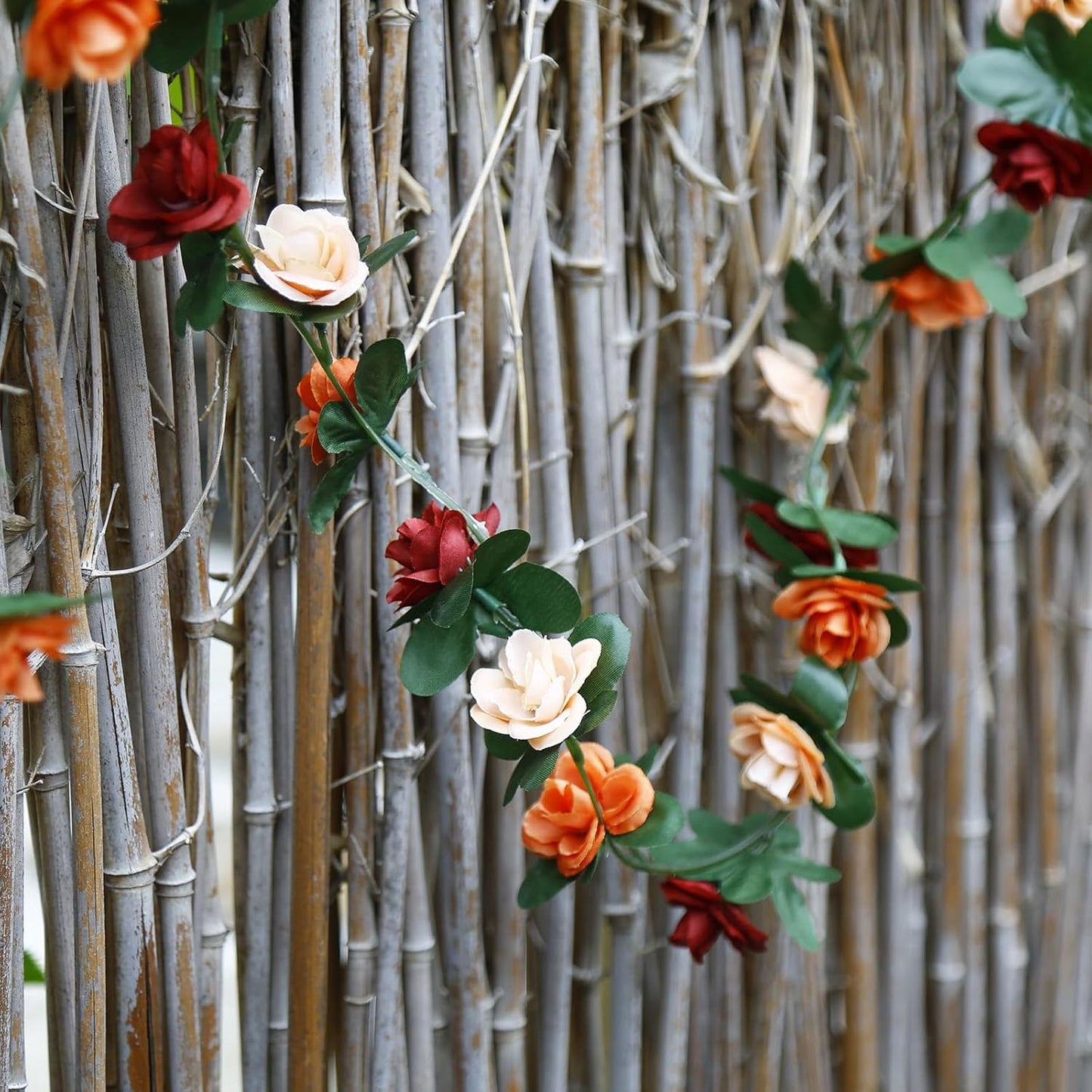 12 PCS 98.4 FT Artificial Flower Garland Rose Garland for Wedding Room Decor（12,Terracotta）