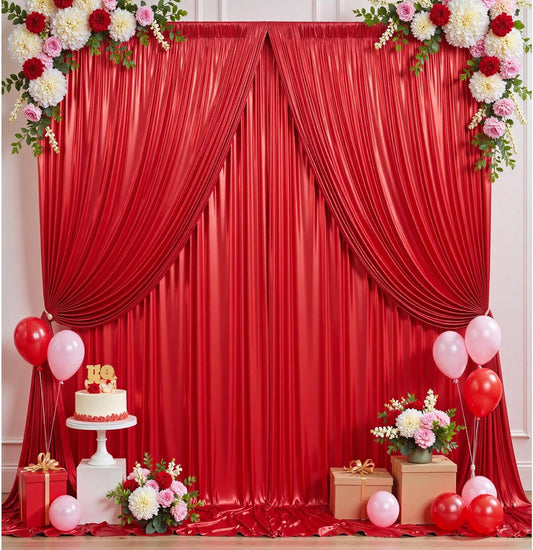 20ftx10ft Red Sequin Backdrop Curtain Panels for Parties, 4 Panels Wrinkle Free Glitter Photo Backdrop Drapes Shimmer Back Drop Cloth for Wedding Birthday Christmas Photography Background